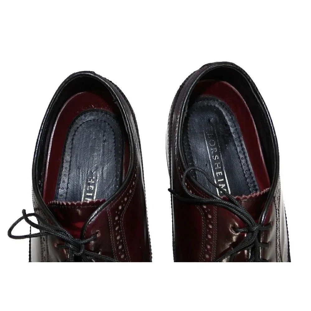 FLORSHEIN red-ish brown patent leather lace up oxford dress shoes men's size 9 D